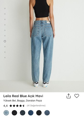 Leila Real Blue Yüksek Bel Baggy Jean - Görsel 3