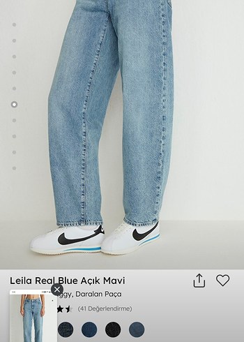 Leila Real Blue Yüksek Bel Baggy Jean - Görsel 2