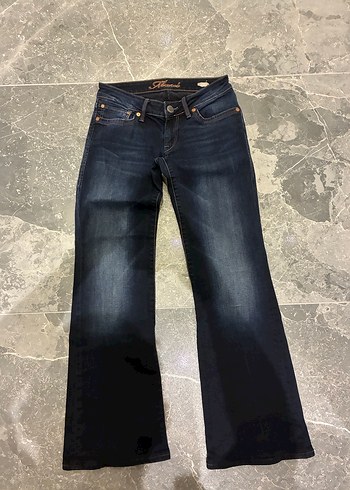 Kadın Lacivert Denim Düşük Bel Flare Vintage Jean