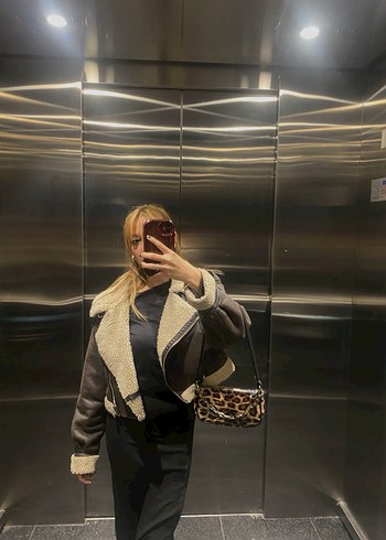 Kürk Detaylı Siyah Deri Kadın Ceket - Görsel 2