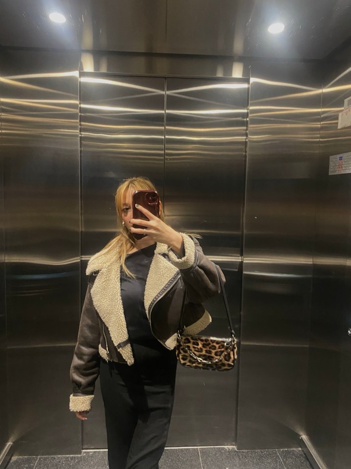 Kürk Detaylı Siyah Deri Kadın Ceket - Görsel 2