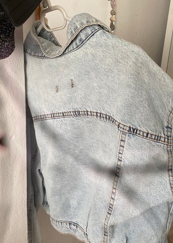 Düğmeli Mavi Gri Denim Ceket - Görsel 3