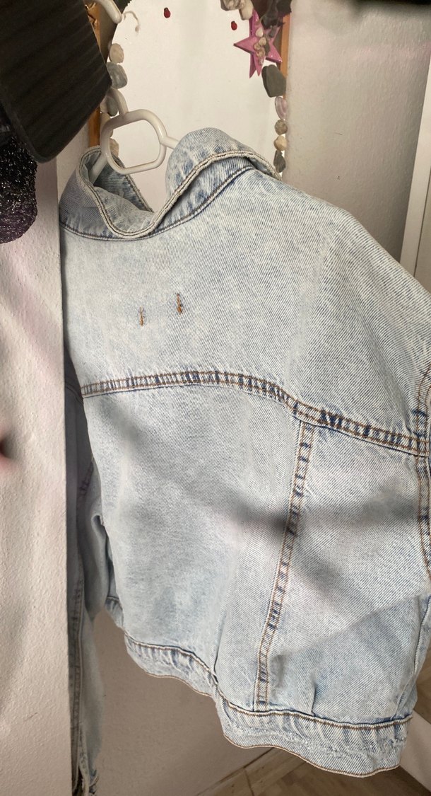 Düğmeli Mavi Gri Denim Ceket - Görsel 3