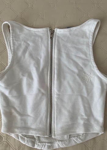 Fermuarlı Beyaz Keten Straplez Büstiyer - Görsel 3