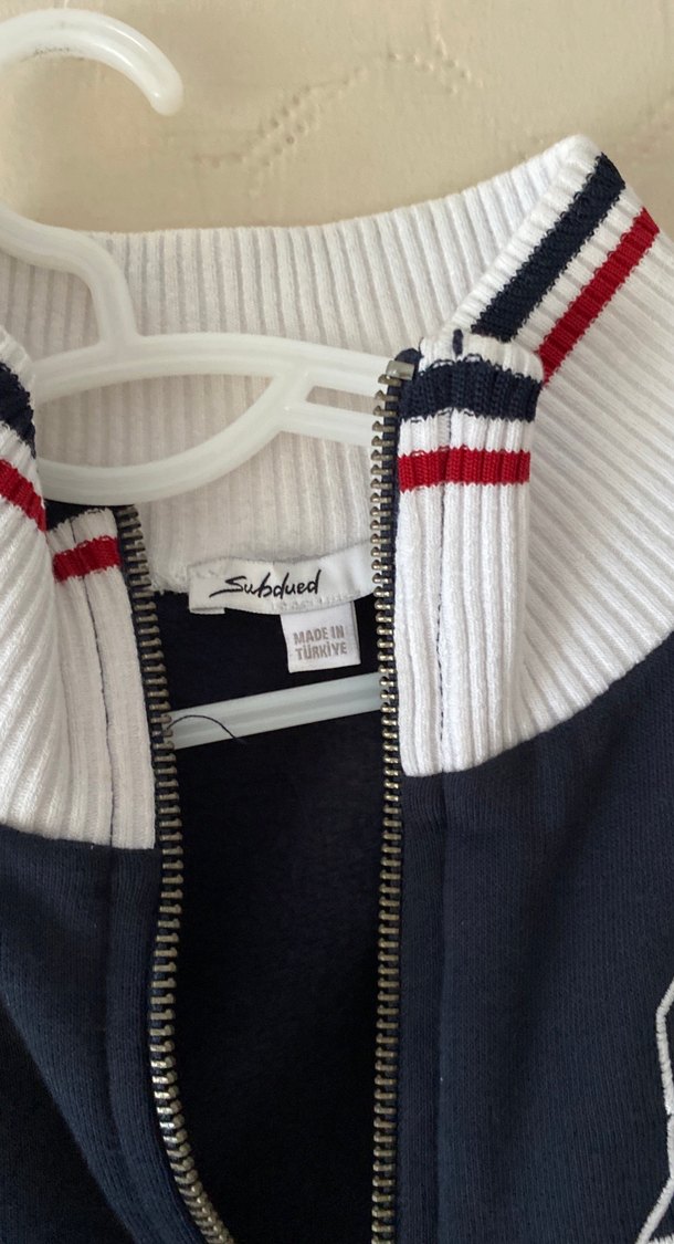 Dik Yaka Fermuarlı Mavi Sweatshirt - Görsel 3