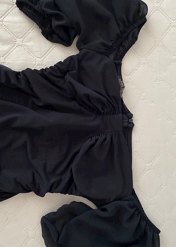 Drapeli Siyah Midi Gotik Kadın Elbise - Görsel 3