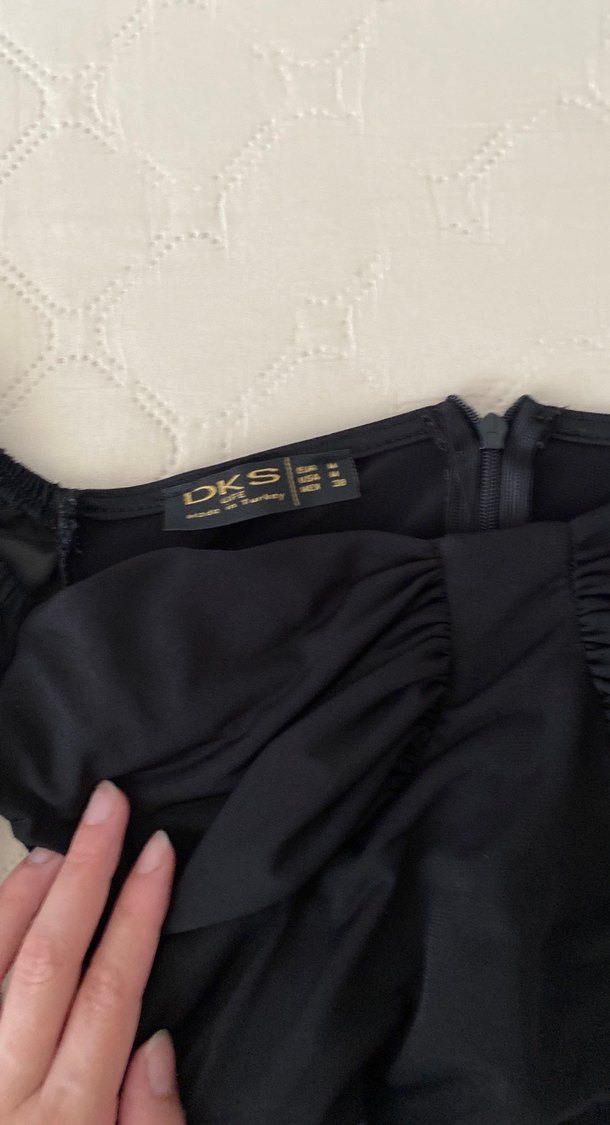 Drapeli Siyah Midi Gotik Kadın Elbise - Görsel 2