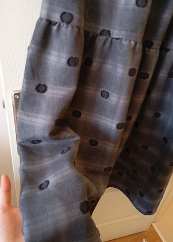 Gri Uzun Kadın Elbise, Bol Kesim, Pileli - Görsel 6