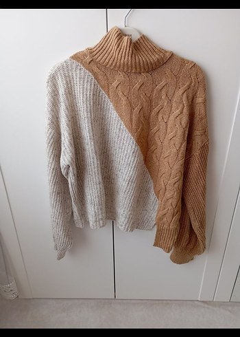 Bohem Tarz Bej krem Örgü Kadın Kazak - Görsel 2