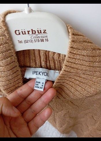 Bohem Tarz Bej krem Örgü Kadın Kazak - Görsel 3