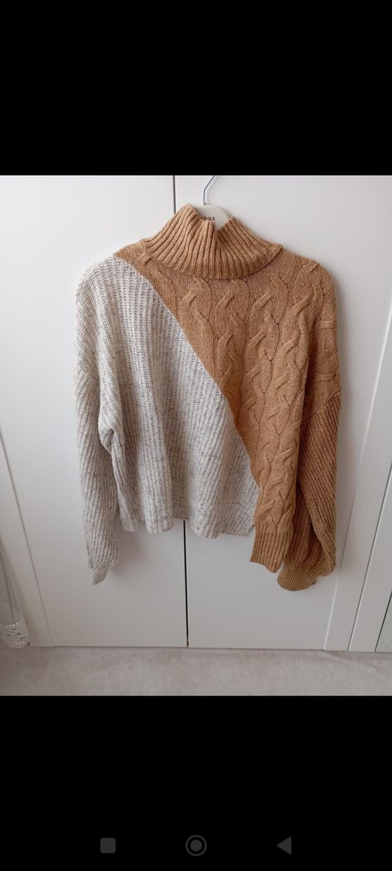 Bohem Tarz Bej krem Örgü Kadın Kazak - Görsel 2