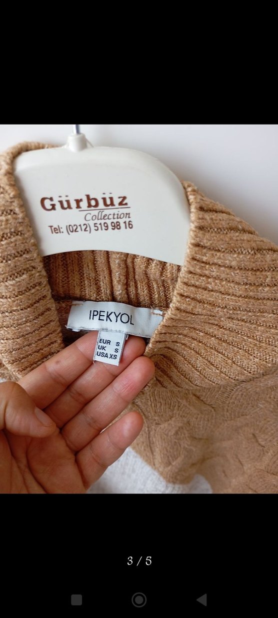 Bohem Tarz Bej krem Örgü Kadın Kazak - Görsel 3