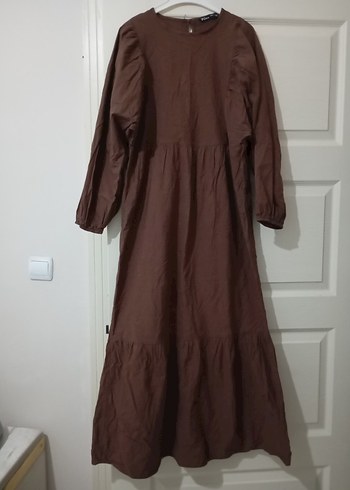 Kahverengi Uzun Salaş Kadın Elbise - Görsel 3