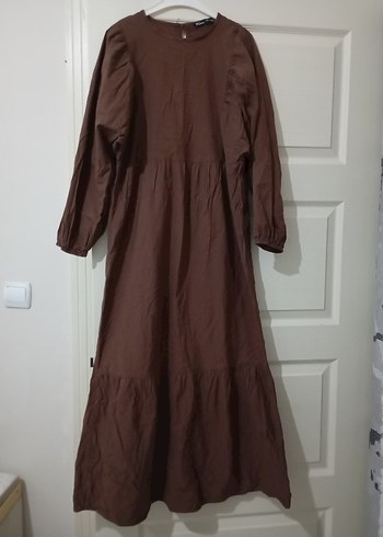 Kahverengi Uzun Salaş Kadın Elbise - Görsel 2