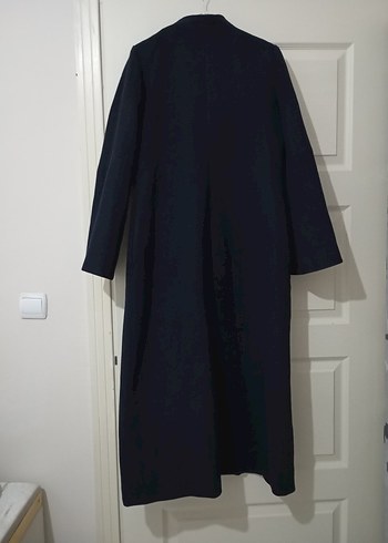 Lacivert Kadın Uzun Palto Katlamalı Detaylı - Görsel 5