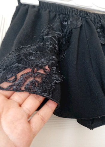 Siyah Dantelli Mini Kadın Pijama Takımı - Görsel 3