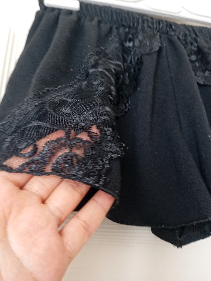 Siyah Dantelli Mini Kadın Pijama Takımı - Görsel 3