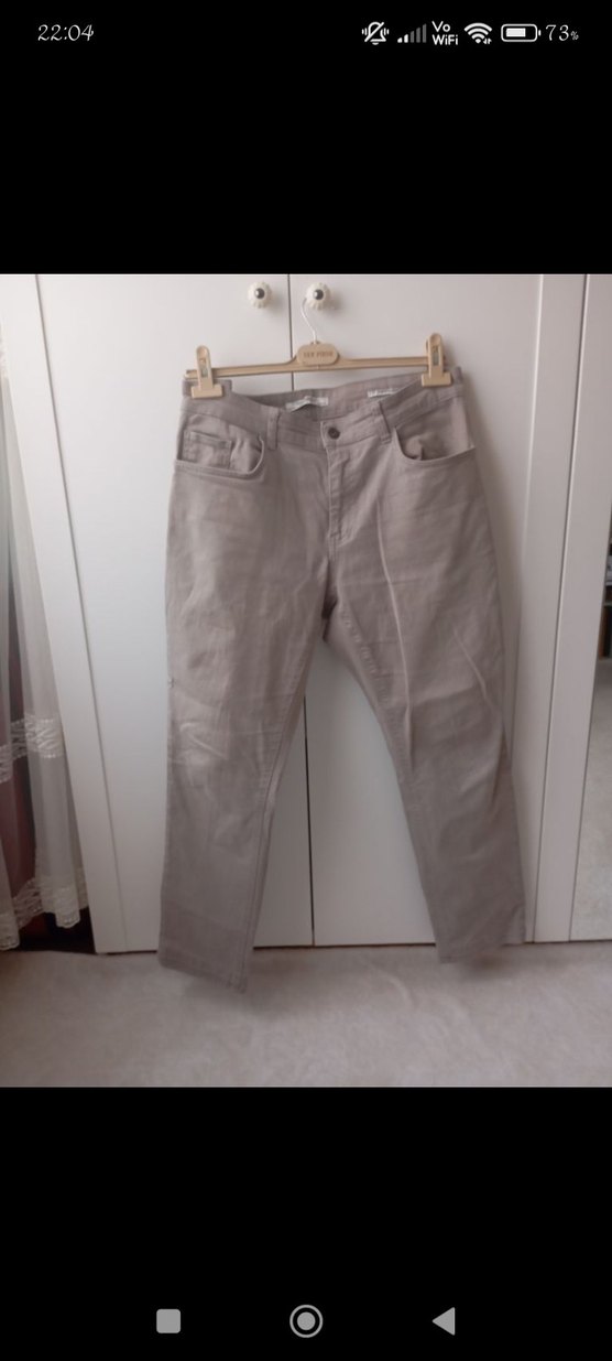 Bej Regular Fit Midi erkek Keten Pantolon - Görsel 2