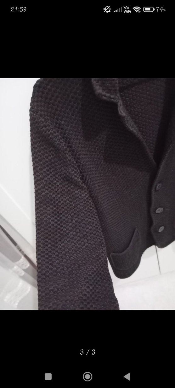 Düğmeli  Erkek Triko Ceket - Görsel 3