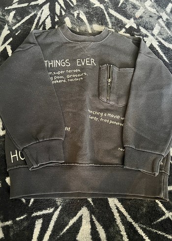 Erkek çocuk Gri Baskılı Fermuarlı Sweatshirt