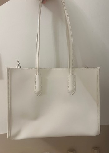 Beden Beyaz Deri Minimalist Kadın Çanta