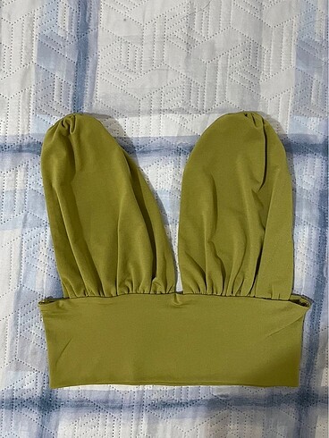 Derin v yakalı crop bluz - Görsel 5