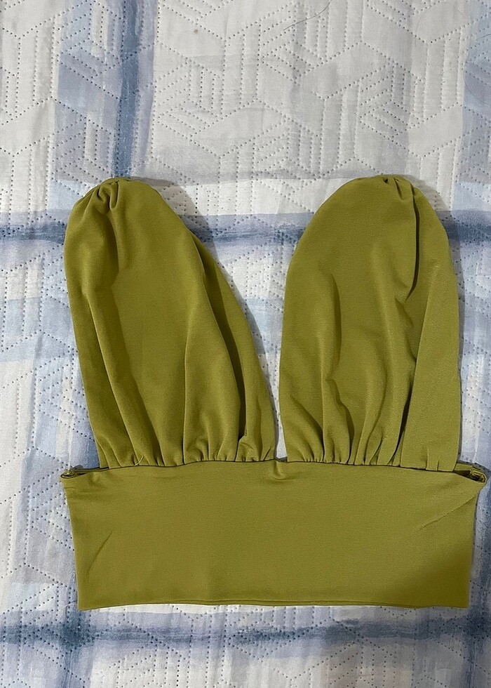 Derin v yakalı crop bluz - Görsel 5