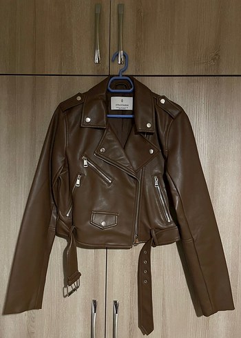 Stradivarius suni deri biker ceket