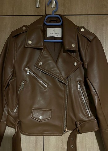 m Beden Stradivarius suni deri biker ceket