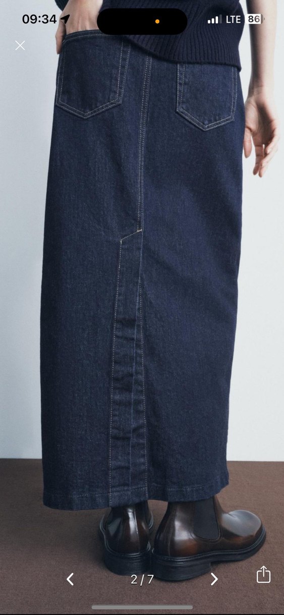 Kadın Lacivert Midi Kot Etek - Görsel 2