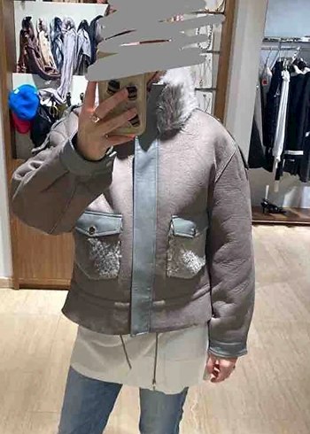 Gri Kürklü Deri Kadın Ceket - Görsel 2