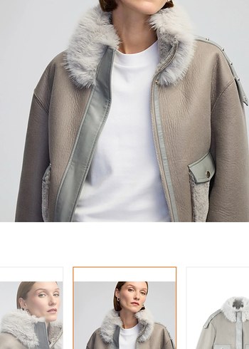 Gri Kürklü Deri Kadın Ceket - Görsel 6