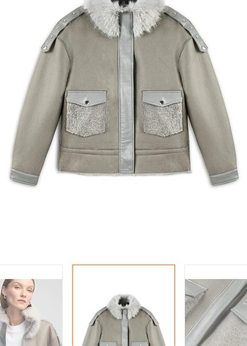 Gri Kürklü Deri Kadın Ceket - Görsel 7