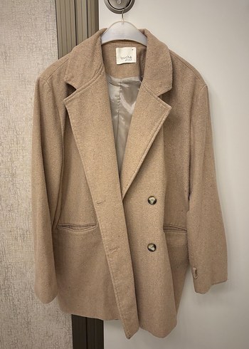 Bej Midi Yün Kadın Kaban - Görsel 2