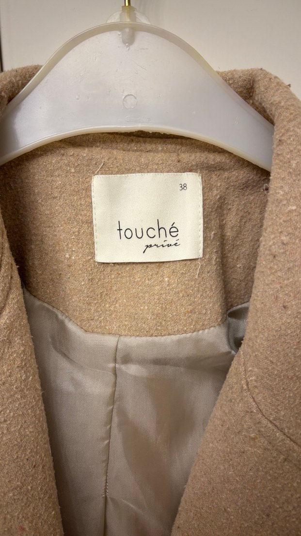 Bej Midi Yün Kadın Kaban - Görsel 5