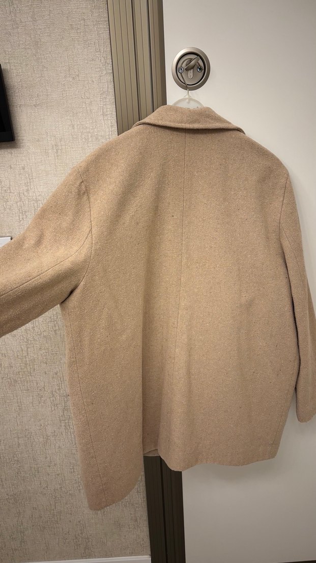 Bej Midi Yün Kadın Kaban - Görsel 3