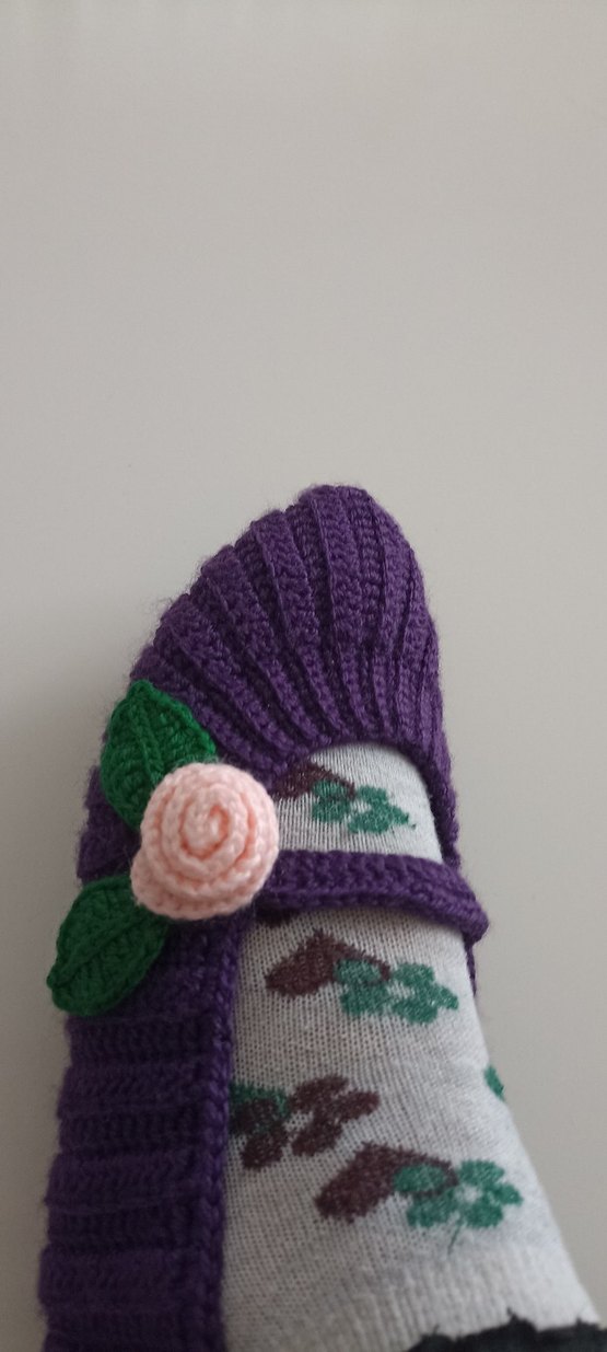 Mor Örgü Bohem Kadın patiği - Görsel 2