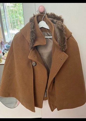 Kürklü Kahverengi Kız Çocuk Panço - Görsel 3