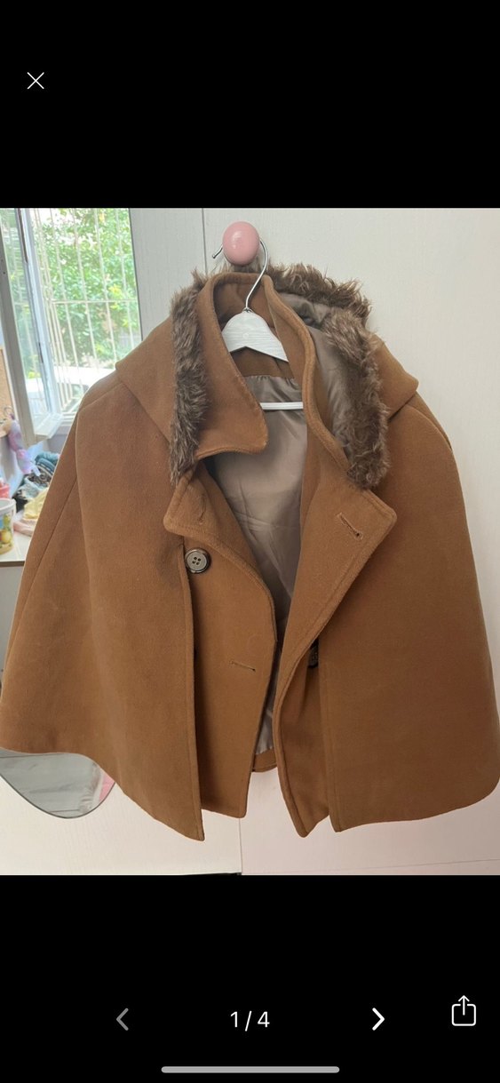 Kürklü Kahverengi Kız Çocuk Panço - Görsel 3