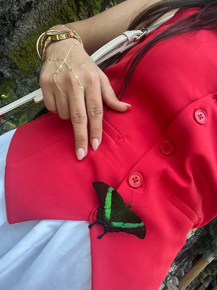 Kırmızı V Yaka Kadın Yelek - Görsel 3