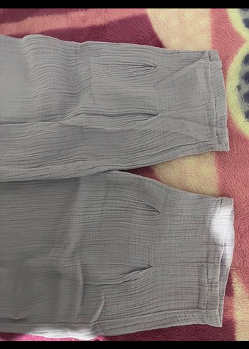 Mor Midi Keten Rahat Kesim Kadın Pantolon - Görsel 4