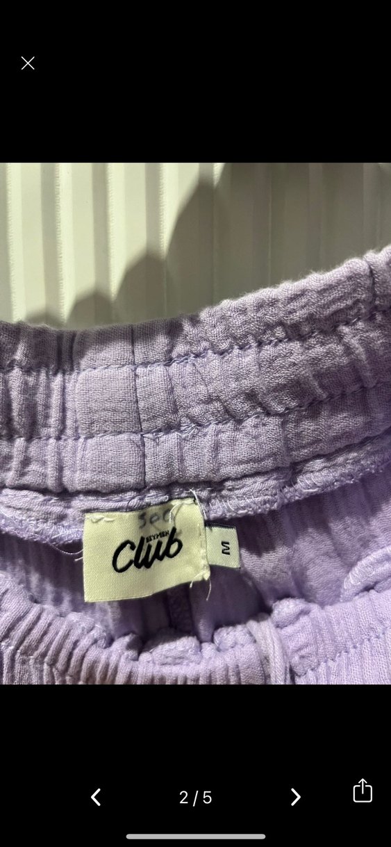 Mor Midi Keten Rahat Kesim Kadın Pantolon - Görsel 3