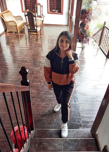 Kadın Siyah Kapüşonlu Puf Detaylı Eşofman Takımı - Görsel 5