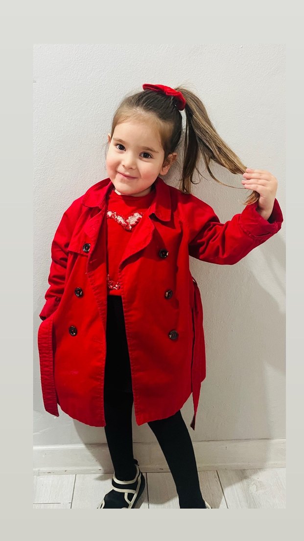 Düğmeli Kırmızı Midi Trençkot - Görsel 5