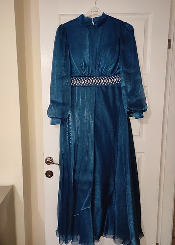 Mavi Janjan Kumaş Abiye - Görsel 4