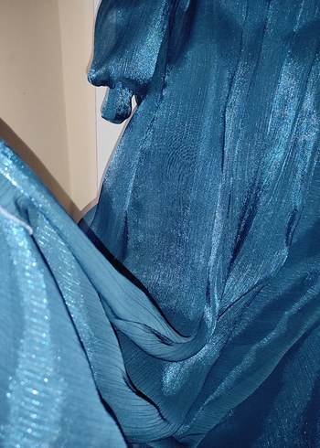 Mavi Janjan Kumaş Abiye - Görsel 2