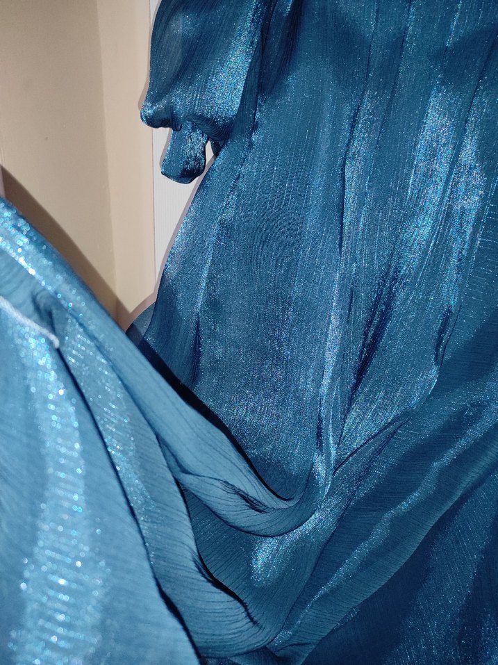 Mavi Janjan Kumaş Abiye - Görsel 2