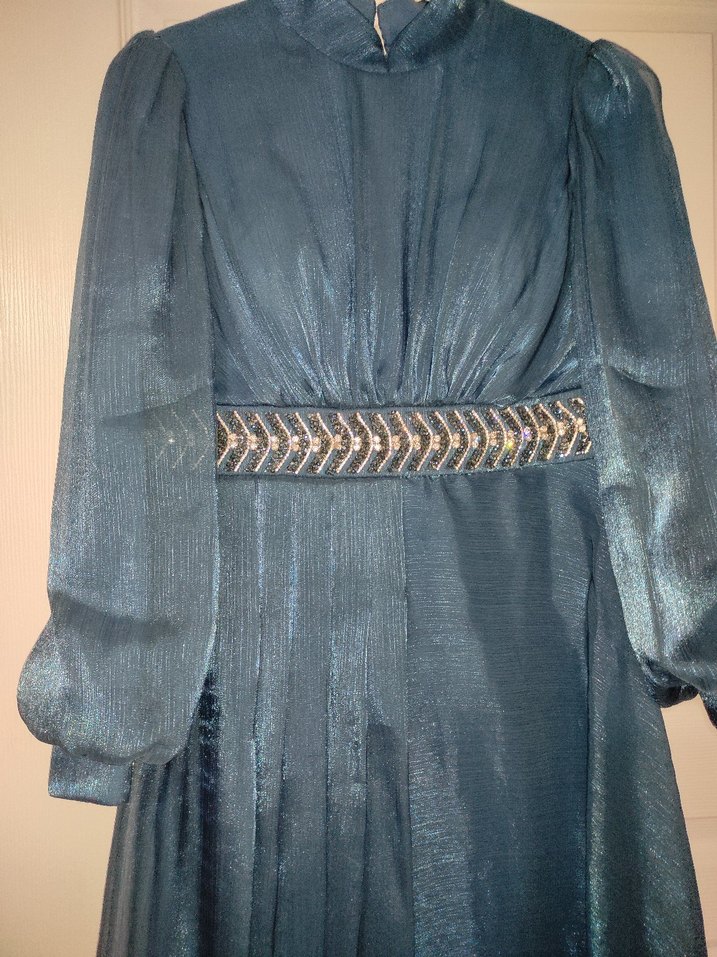 Mavi Janjan Kumaş Abiye - Görsel 3