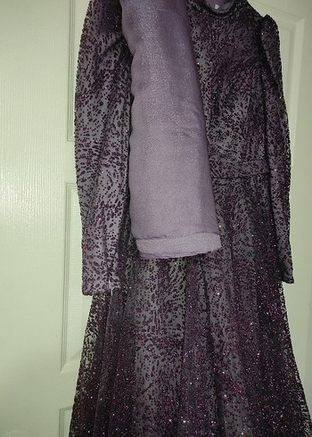 Uzun Mor Tesettür Elbise - Görsel 3