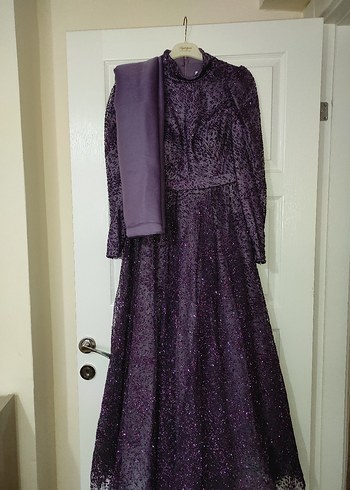Uzun Mor Tesettür Elbise - Görsel 2